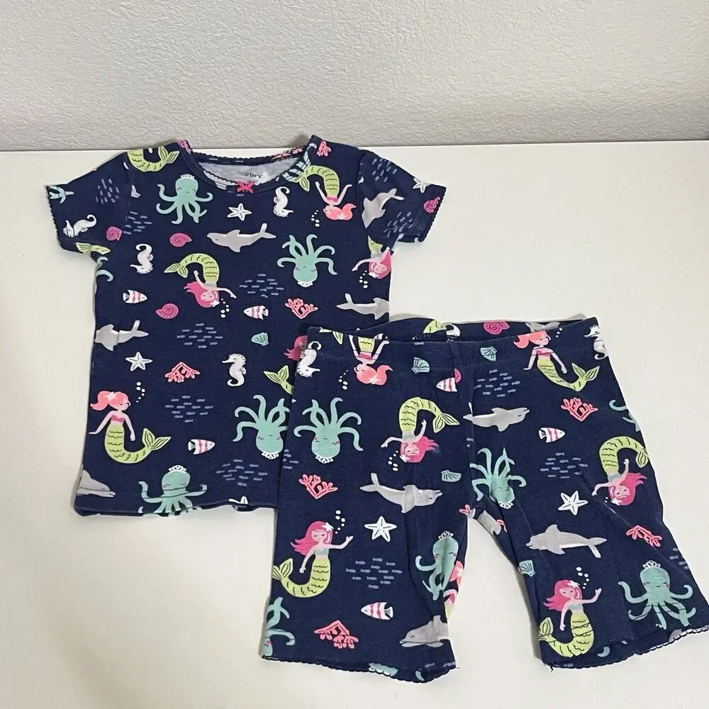 Carter's Gymboree Mermaid Pajamas Lot of 7 2-Pc Sets Fish Sealife Girls Size 3T